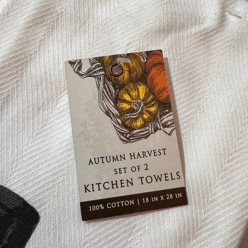 Autumn Harvest Set of Two Kitchen Towels, French Bulldog Design - Picture 4 of 4